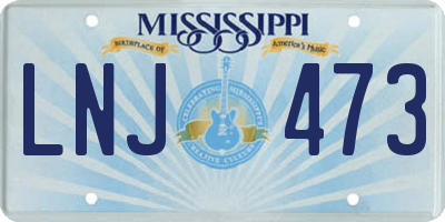 MS license plate LNJ473