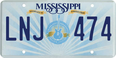 MS license plate LNJ474