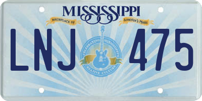 MS license plate LNJ475