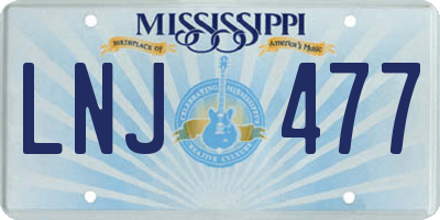 MS license plate LNJ477
