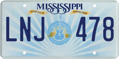 MS license plate LNJ478