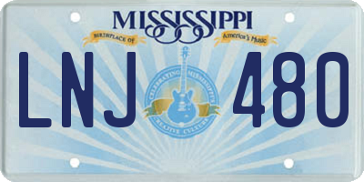 MS license plate LNJ480