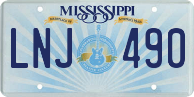 MS license plate LNJ490