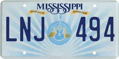 MS license plate LNJ494