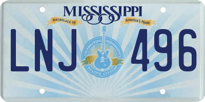 MS license plate LNJ496