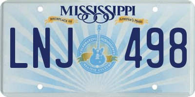 MS license plate LNJ498