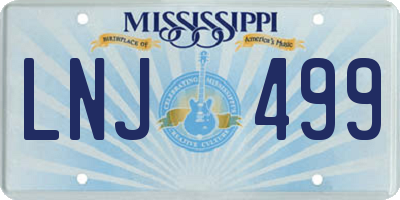 MS license plate LNJ499