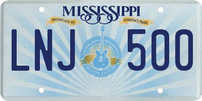 MS license plate LNJ500