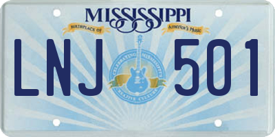 MS license plate LNJ501