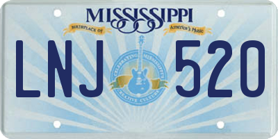 MS license plate LNJ520