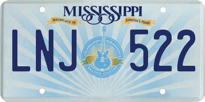 MS license plate LNJ522