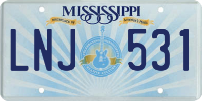 MS license plate LNJ531