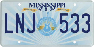 MS license plate LNJ533