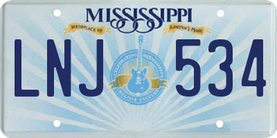 MS license plate LNJ534
