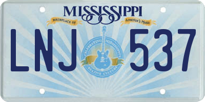 MS license plate LNJ537