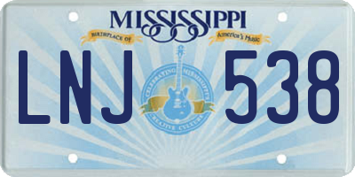 MS license plate LNJ538