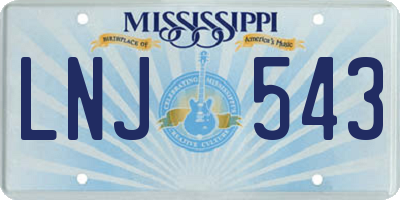 MS license plate LNJ543