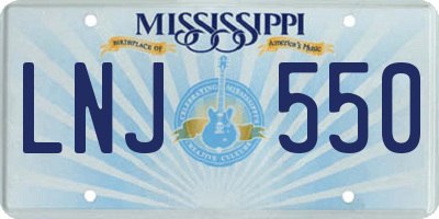 MS license plate LNJ550