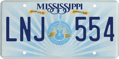 MS license plate LNJ554