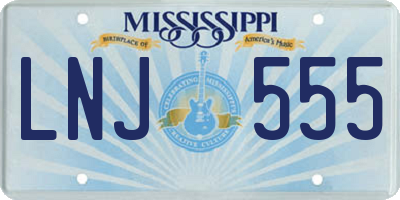 MS license plate LNJ555