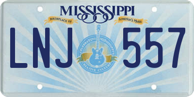 MS license plate LNJ557