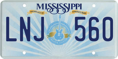 MS license plate LNJ560