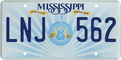 MS license plate LNJ562