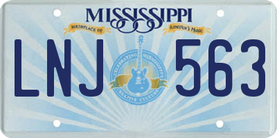 MS license plate LNJ563