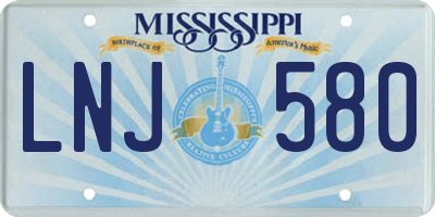 MS license plate LNJ580