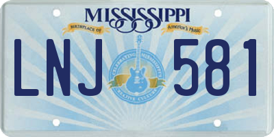 MS license plate LNJ581