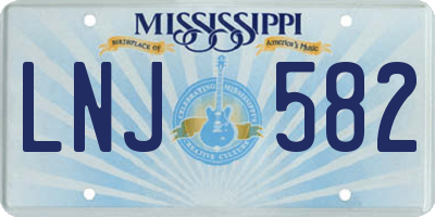 MS license plate LNJ582