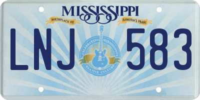 MS license plate LNJ583