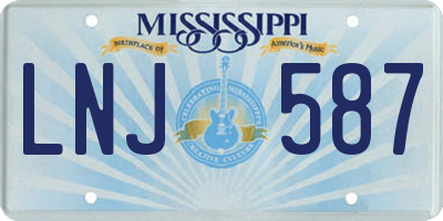 MS license plate LNJ587