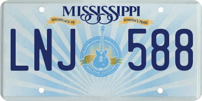 MS license plate LNJ588