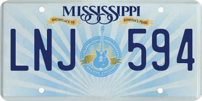 MS license plate LNJ594