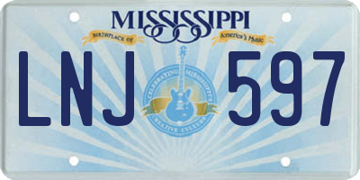 MS license plate LNJ597