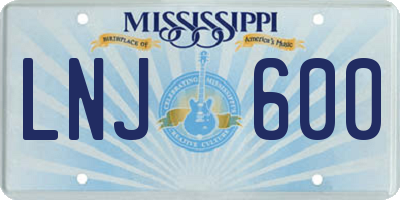 MS license plate LNJ600