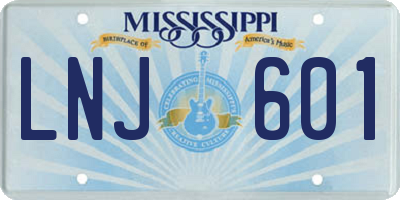 MS license plate LNJ601