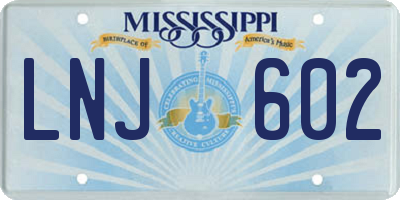 MS license plate LNJ602