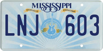 MS license plate LNJ603