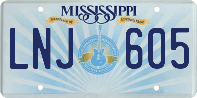 MS license plate LNJ605