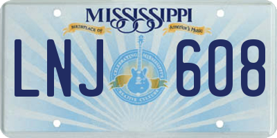 MS license plate LNJ608