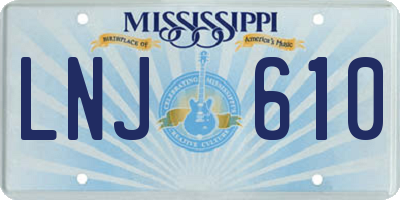 MS license plate LNJ610