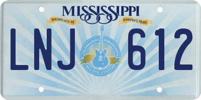 MS license plate LNJ612