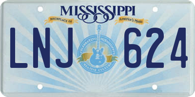 MS license plate LNJ624
