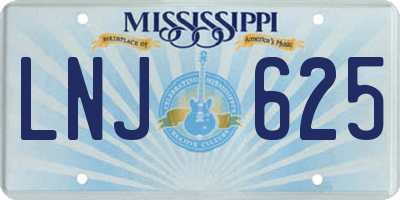 MS license plate LNJ625