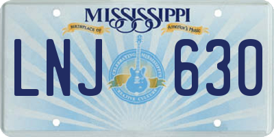 MS license plate LNJ630