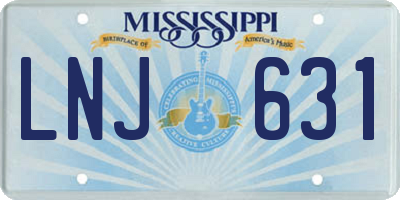 MS license plate LNJ631