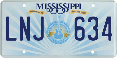 MS license plate LNJ634