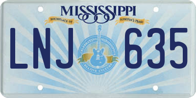 MS license plate LNJ635